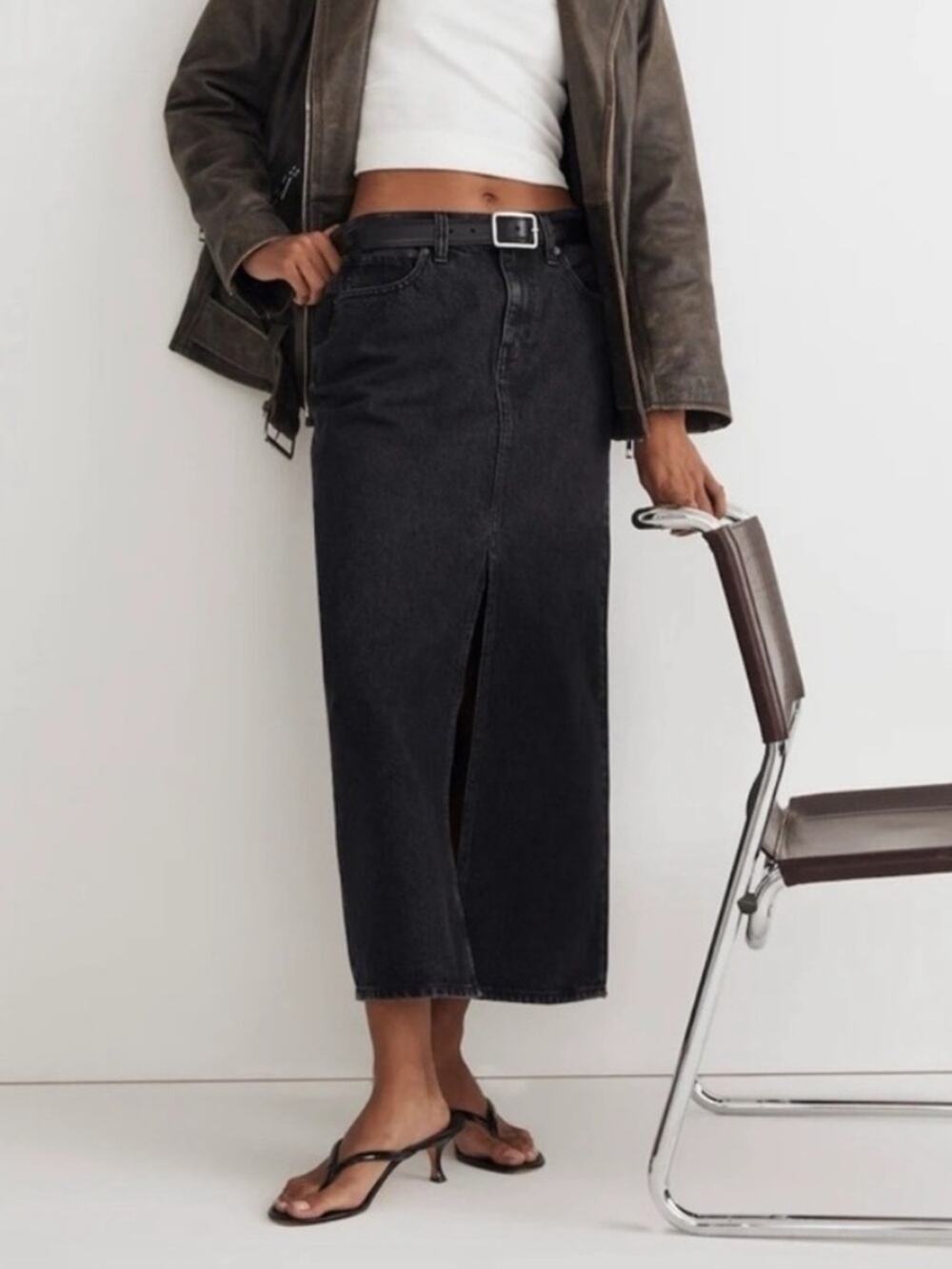 Madewell Denim Maxi skirt jean black faded wash - 31
